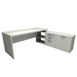 Mesa de Escritório em L 170cm Tampo 40mm Balcão e 3 Gavetas - 4
