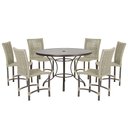 Ver imagem 1 de Mesa Ascoli 120 Cm com 6 Cadeiras Cannes de Alumínio, Pintura Marrom e Trama Tela de Corda Náutica