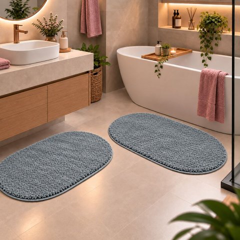 Kit Tapete para Banheiro Veneza Toque de Seda 0.50x0.70 Cor:Cinza