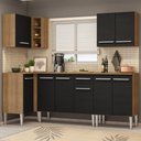 Ver imagem 1 de Cozinha Completa de Canto Madesa Emilly Open com Armário e Balcão Rustic/Preto Cor:Rustic/Preto