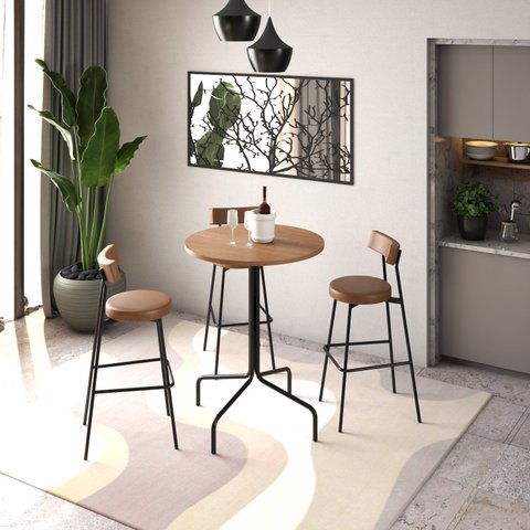 Mesa Bistrô Barcelona 80cm Marrom/Nogueira