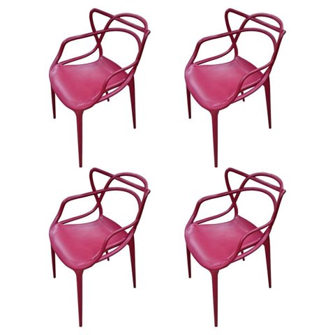 Conjunto 4 Cadeiras Allegra Vermelho Falu Polipropileno para Cozinha Varanda e Espaço Gourmet