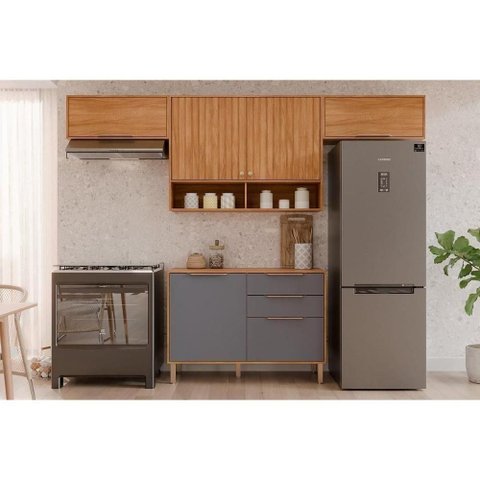Cozinha Completa Divina 6 Portas MDF 120cm Cinamomo e Titanium MGM