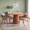 Ver imagem 1 de Conjunto Mesa de Jantar Orgânica 120cm com 4 Cadeiras Estofadas Gaia Yescasa