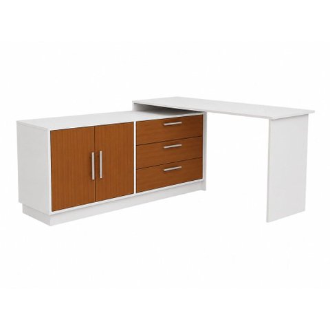 Penteadeira com Cômoda Mônaco 2 Portas 3 Gavetas Branco/Freijó - Panorama Móveis