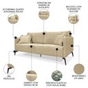 Ver imagem 3 de Sofá 3 Lugares 200cm Pés de Metal Vecchia S06 Linho Dourado - Mpozenato