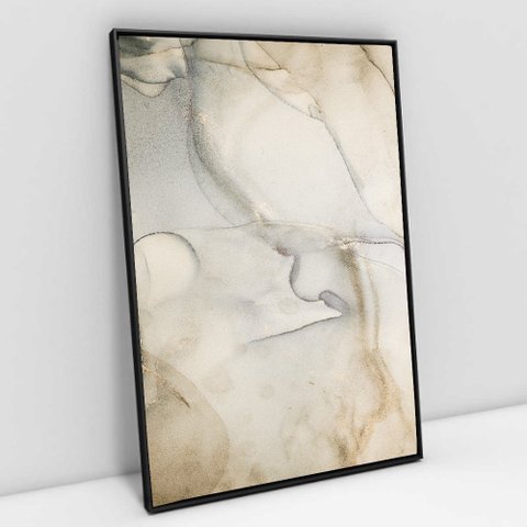 Quadro Decorativo em Canvas Abstrato Mármore Sofisticado TaColado Moldura Flutuante 4,5cm Preta 60 x