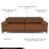 Sofá Living 3 Lugares 232cm Agostino Pés Design em Ferro Couro Caramelo Manchado G52 - Gran Belo - 8