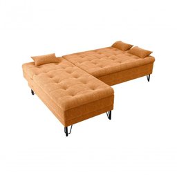 Sofá Cama com Chaise 3 Lugares 2,00 Mts Nice Matrix Mostarda - 2