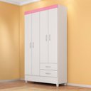 Ver imagem 1 de Guarda-Roupa Infantil 4 Portas Doce Infância Branco/Rosa