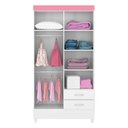 Ver imagem 4 de Guarda-Roupa Infantil 4 Portas Doce Infância Branco/Rosa