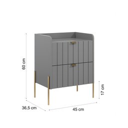 Mesinha Lateral de Cabeceira Linha Eros Pés em Aço Carbono  45cm  - 4