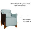 Ver imagem 4 de Poltrona Heloisa Pés Madeira Composê Veludo C/ Corino Marrom Cor:acqua