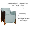 Ver imagem 5 de Poltrona Heloisa Pés Madeira Composê Veludo C/ Corino Marrom Cor:acqua