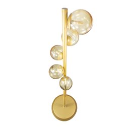 Abajur Coluna Piso Figo Ouro com Globo de Vidro Ambar - 5