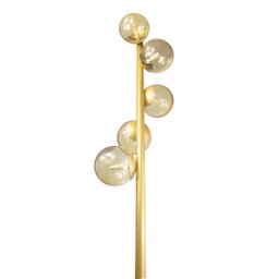 Abajur Coluna Piso Figo Ouro com Globo de Vidro Ambar - 3