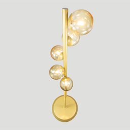 Abajur Coluna Piso Figo Ouro com Globo de Vidro Ambar - 6