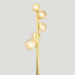 Abajur Coluna Piso Figo Ouro com Globo de Vidro Ambar - 4