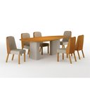 Ver imagem 1 de Conjunto Sala de Jantar Ísis 2,00m com 6 Cadeiras Tampo Orgânico s/ Vidro Cinamomo Off White/Sintéti