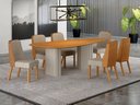 Ver imagem 7 de Conjunto Sala de Jantar Ísis 2,00m com 6 Cadeiras Tampo Orgânico s/ Vidro Cinamomo Off White/Sintéti