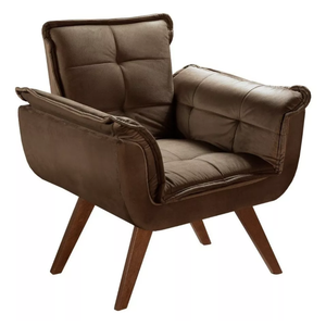Poltrona Decorativa Opala Veludo Marrom