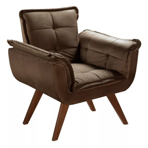 Poltrona Decorativa Opala Veludo Marrom