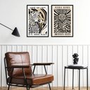 Ver imagem 1 de Kit 2 Quadros Decorativos Felinos Retrô 24x18cm - com Vidro:moldura Preta