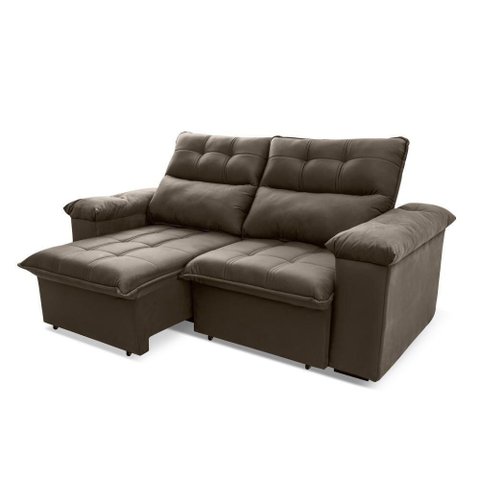 Sofá Retrátil Reclinável Verona 2,00m Suede Velut Marrom Claro Molas Ensacadas - King House