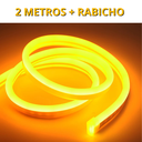 Ver imagem 2 de Kit 1 a 10 Metros Mangueira Fita Led Neon Flex Ambar + Rabicho:2 Metros 220v + Rabicho