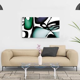 Quadro Decorativo Linhas e Curvas Verde 40x60cm Tela Canvas - 3