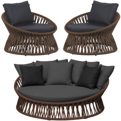 Chaise Área Externa Monza Alumínio Pintura Corda Náutica Trama
