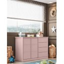 Ver imagem 2 de Cômoda Sapateira 4 Gavetas 2 Portas com Cabideiro Infantil Pérola Rosê - Phoenix Baby