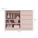 Ver imagem 3 de Cômoda Sapateira 4 Gavetas 2 Portas com Cabideiro Infantil Pérola Rosê - Phoenix Baby