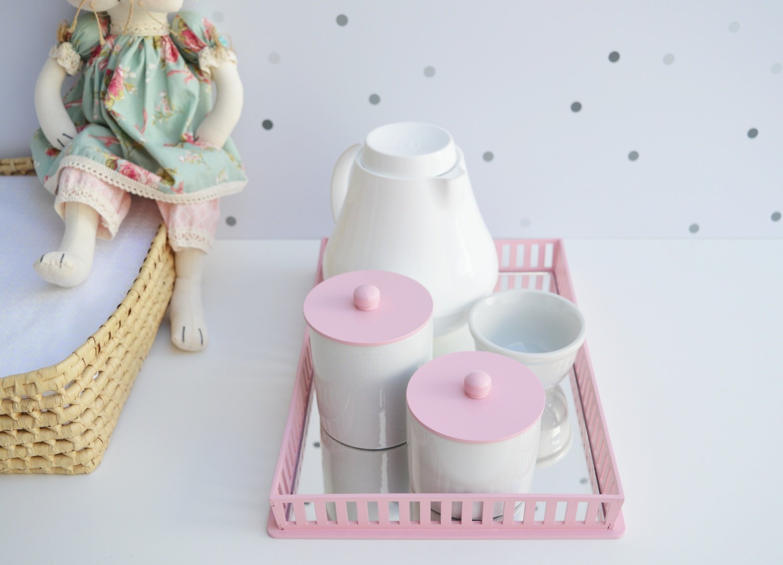 Kit Higiene Porcelanas Menina Rosa Bebê Térmica Quarto Maternidade Decoração - 3