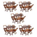 Ver imagem 1 de Kit 5 Conjuntos de Mesa Dobráveis de Madeira 70x110cm com 6 Cadeiras Imbuia