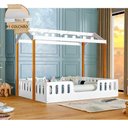 Ver imagem 2 de Cama Infantil Montessoriana Ágatha Casal Com Led E Colchão Branco/Amêndoa - Divaloto - Cor: