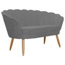 Ver imagem 3 de Namoradeira Estofada 2 Lugares Para Sala Comercial Pétala Suede Cinza - LM DECOR