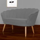 Ver imagem 2 de Namoradeira Estofada 2 Lugares Para Sala Comercial Pétala Suede Cinza - LM DECOR