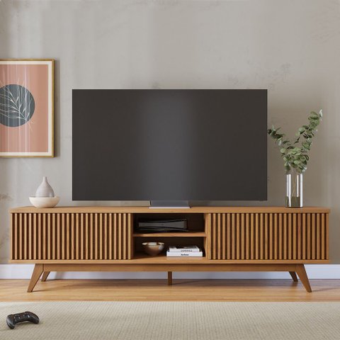Bancada Tv Decorativa Sala de Estar Queiroz Freijó G73 - Gran Belo
