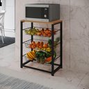 Ver imagem 1 de Fruteira com Suporte para Micro-ondas Barcelona Aço Preto Cesto Preto Tampo Canela - Cor: Marrom