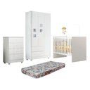 Ver imagem 1 de Quarto de Bebê Berço com Colchão Cômoda Soft e Guarda Roupa 3 Portas Life Tigus Baby