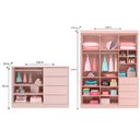 Ver imagem 4 de Jogo de Quarto Infantil Guarda Roupa 2 Portas e Cômoda 4 Gavetas Lua P04 Rose - Mpozenato