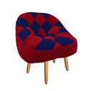 Ver imagem 3 de Kit 02 Poltrona Paloma Escritório Sala Pé Palito Suede Vermelho e Suede Azul Marinho - Dominic Decor