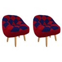 Ver imagem 1 de Kit 02 Poltrona Paloma Escritório Sala Pé Palito Suede Vermelho e Suede Azul Marinho - Dominic Decor