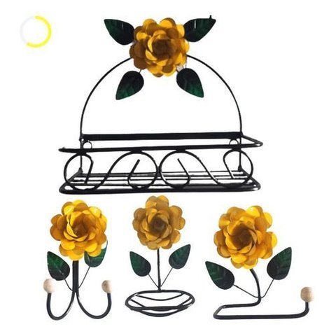 Kit 4 Peças Organizadores para Banheiro:amarelo