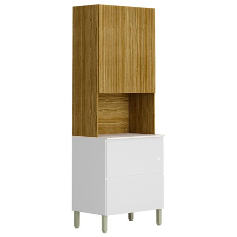 Paneleiro de Cozinha Torre Quente Minsk K02 Branco/freijó - Mpozenato
