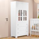 Ver imagem 2 de Guarda Roupa Infantil New Katatau 2 Portas e 3 Gavetas Branco Brilho - Reller Móveis