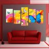 Quadro Decorativo Flor Paisagens Borboletas Mosaico 5 Peças - 4