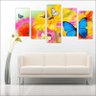 Quadro Decorativo Flor Paisagens Borboletas Mosaico 5 Peças - 1