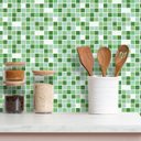 Ver imagem 2 de Papel de Parede Adesivo Pastilha Tons Verde e Branco 5m